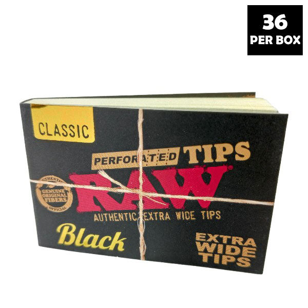 Tips Raw Classic Black Extra Wide Perforated 40pk