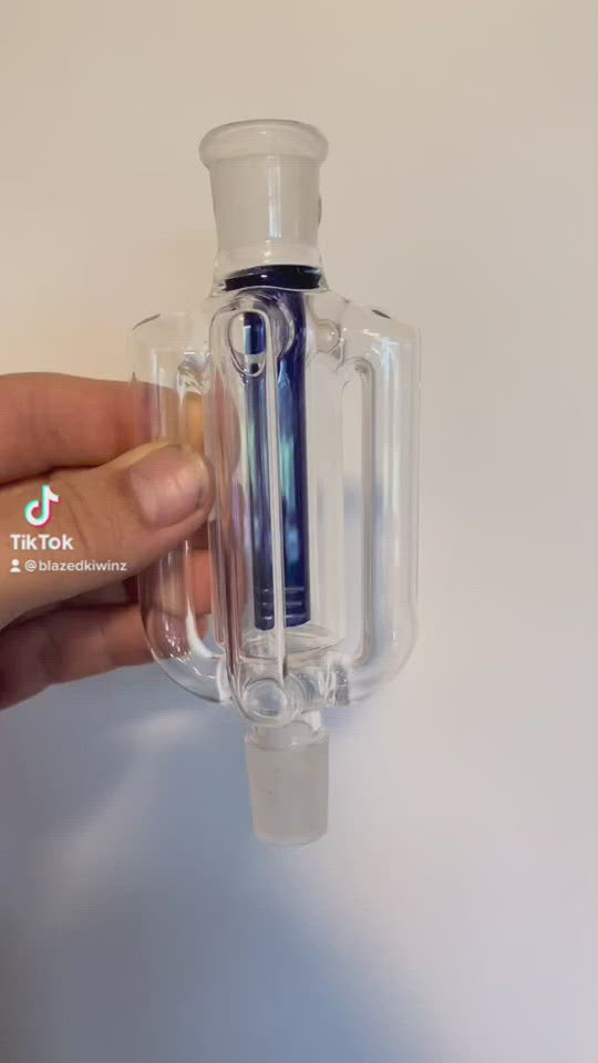 Ashcatcher Inline Four Handle Ash Catcher - Blue 7"  - 180°