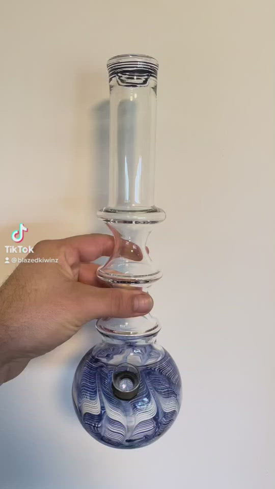 Three Ring Water Pipe  14" -  Blue