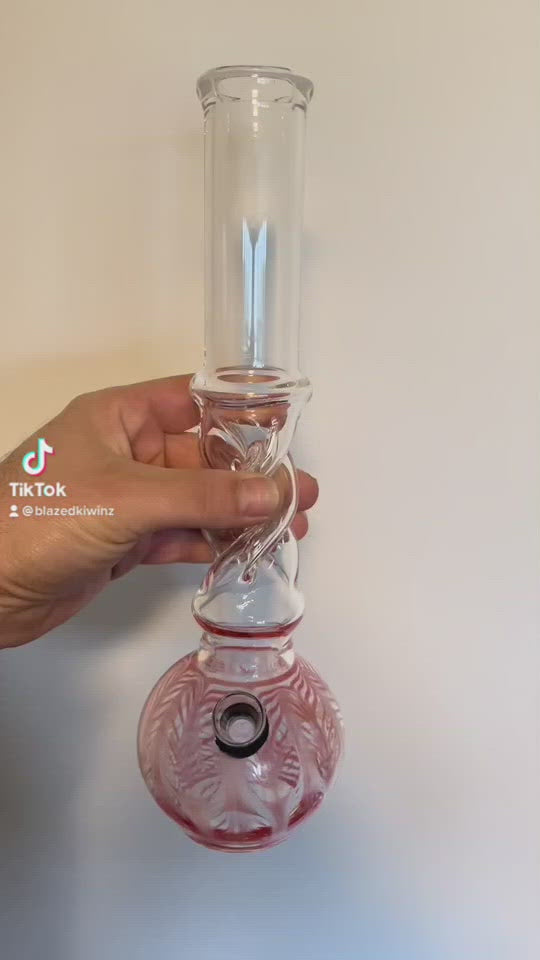 Twisted Glass Water Pipe  12"  Red